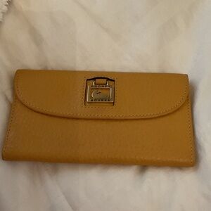 Dooney & Bourke Mustard Yellow Leather Flap Wallet